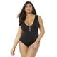 Plus Size Women's Strappy Scoopneck One Piece Swimsuit by Swimsuits For All in Black (Size 6)