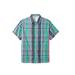 Men's Big & Tall Short-Sleeve Plaid Sport Shirt by KingSize in Tidal Green Madras (Size XL)