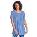 Plus Size Women's Short-Sleeve Pintucked Henley Tunic by Woman Within in French Blue (Size 26/28)