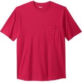Men's Big & Tall Shrink-Less Lightweight Pocket Crewneck T-Shirt by KingSize in Red (Size 2XL)