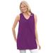 Plus Size Women's Perfect Sleeveless Shirred V-Neck Tunic by Woman Within in Plum Purple (Size 5X)