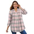 Plus Size Women's Pintucked Flannel Shirt by Woman Within in Pink Sorbet Plaid (Size 5X)