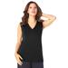Plus Size Women's Ultrasmooth® Fabric V-Neck Tank by Roaman's in Black (Size 34/36) Top Stretch Jersey Sleeveless Tee