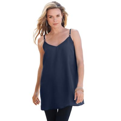 Plus Size Women's V-Neck Cami by Roaman's in Navy (Size 30 W) Top