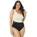 Plus Size Women's One Shoulder One Piece Swimsuit by Swimsuits For All in Black Cream (Size 16)