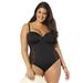 Plus Size Women's Crochet Underwire One Piece Swimsuit by Swimsuits For All in Black (Size 12)