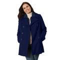 Plus Size Women's Wool-Blend Double-Breasted Peacoat by Woman Within in Navy (Size 18 W)