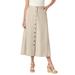 Plus Size Women's Perfect Cotton Button Front Skirt by Woman Within in Natural Khaki (Size 34 W)