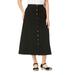 Plus Size Women's Perfect Cotton Button Front Skirt by Woman Within in Black (Size 20 W)