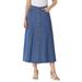 Plus Size Women's Perfect Cotton Button Front Skirt by Woman Within in Medium Stonewash (Size 18 W)