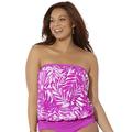 Plus Size Women's Bandeau Blouson Tankini Top by Swimsuits For All in Beach Rose Palm (Size 18)