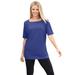 Plus Size Women's Perfect Elbow-Sleeve Square-Neck Tee by Woman Within in Ultra Blue (Size 1X) Shirt