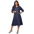 Plus Size Women's Fit-And-Flare Jacket Dress by Roaman's in Navy (Size 30 W) Suit