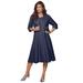 Plus Size Women's Fit-And-Flare Jacket Dress by Roaman's in Navy (Size 30 W) Suit