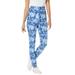 Plus Size Women's Stretch Cotton Printed Legging by Woman Within in Blue Tie Dye (Size 5X)