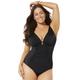 Plus Size Women's Shirred Underwire One Piece Swimsuit by Swimsuits For All in Black (Size 16)