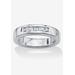 Men's Big & Tall Platinum Over Sterling Silver Cubic Zirconia Wedding Ring by PalmBeach Jewelry in White (Size 13)