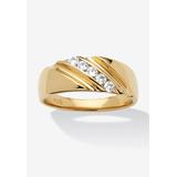 Men's Big & Tall Men's .50 TCW Cubic Zirconia Diagonal Ring in Gold-Plated Sterling Silver by PalmBeach Jewelry in Gold (Size 10)