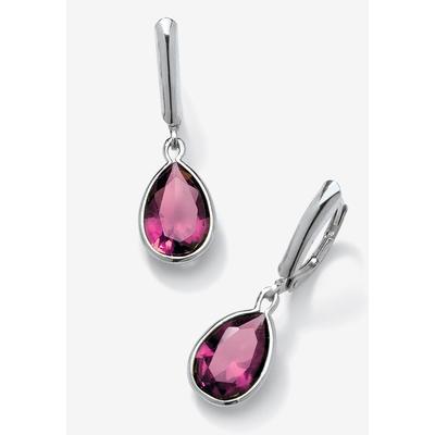 Women's Sterling Silver Drop Earrings Pear Cut Simulated Birthstones by PalmBeach Jewelry in October