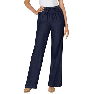 Plus Size Women's Drawstring Wide-Leg Denim Pant by Woman Within in Indigo (Size 18 WP) Pants