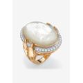 Women's Gold-Plated Oval Mother of Pearl and CZ Ring by PalmBeach Jewelry in Gold (Size 8)