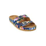 Extra Wide Width Women's The Maxi Slip On Footbed Sandal by Comfortview in Navy Floral (Size 8 1/2 WW)