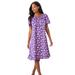 Plus Size Women's Short Floral Print Cotton Gown by Dreams & Co. in Plum Burst Bouquet (Size 1X) Pajamas