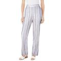 Plus Size Women's Straight Leg Linen Pant by Woman Within in Deep Cobalt Stripe (Size 16 WP)