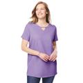 Plus Size Women's Perfect Short-Sleeve Keyhole Tee by Woman Within in Soft Iris (Size 34/36) Shirt