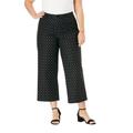 Plus Size Women's Wide-Leg Stretch Poplin Crop Pant by Jessica London in Black Dot (Size 14 W) Pants