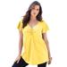 Plus Size Women's Flutter-Sleeve Sweetheart Ultimate Tee by Roaman's in Lemon Mist (Size 22/24) Long T-Shirt Top