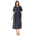 Plus Size Women's Button-Front Essential Dress by Woman Within in Navy Polka Dot (Size 5X)