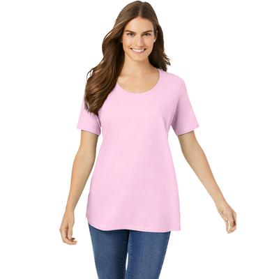 Plus Size Women's Perfect Short-Sleeve Scoopneck Tee by Woman Within in Pink (Size L) Shirt