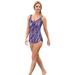 Plus Size Women's Sarong Swimsuit by Swim 365 in Dream Blue Abstract (Size 20)