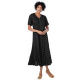 Plus Size Women's Short-Sleeve Button-Front Dress by Woman Within in Black Polka Dot (Size 32 W)