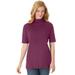 Plus Size Women's Ribbed Short Sleeve Turtleneck by Woman Within in Deep Claret (Size 3X) Shirt