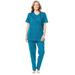 Plus Size Women's Floral Henley PJ Set by Dreams & Co. in Deep Teal Ditsy (Size 5X) Pajamas