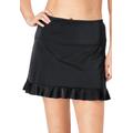 Plus Size Women's Ruffle-Trim Swim Skirt by Swim 365 in Black (Size 16) Swimsuit Bottoms