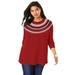 Plus Size Women's Fair Isle Pullover Sweater by Roaman's in Red Classic Fair Isle (Size 12)