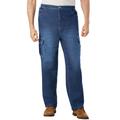 Men's Big & Tall Relaxed Fit Cargo Denim Look Sweatpants by KingSize in Stonewash (Size 8XL) Jeans