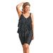 Plus Size Women's Longer-Length Tiered-Ruffle Tankini Top by Swim 365 in Black Dots (Size 26)