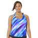 Plus Size Women's Chlorine Resistant Racerback Tankini Top by Swimsuits For All in Purple Swirl (Size 20)