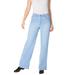 Plus Size Women's Wide Leg Stretch Jean by Woman Within in Light Wash Sanded (Size 28 T)