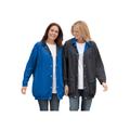 Plus Size Women's Fleece Nylon Reversible Jacket by Woman Within in Bright Cobalt Heather Grey (Size 5X) Rain Jacket