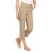 Plus Size Women's Flex-Fit Pull-On Denim Capri by Woman Within in New Khaki (Size 32 W) Pants