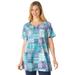 Plus Size Women's 7-Day Print Patchwork Knit Tunic by Woman Within in Waterfall Geo Patchwork (Size 14/16)