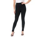 Plus Size Women's Rhinestone And Pearl Legging by Roaman's in Black Embellishment (Size 22/24) Embellished Sparkle Jewel Stretch Pants