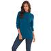 Plus Size Women's Fine Gauge Drop Needle Mockneck Sweater by Roaman's in Ocean Teal (Size 2X)