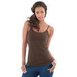 Plus Size Women's Bra Cami with Adjustable Straps by Roaman's in Chocolate (Size 3X) Stretch Tank Top Built in Bra Camisole