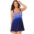 Plus Size Women's Princess Seam Swimdress by Swimsuits For All in Purple Engineered (Size 8)